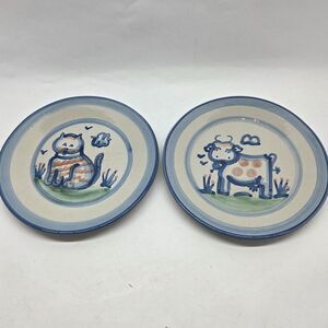 M.A. Hadley Set Of 2 Vintage 7 1/2" "Family Cat" And "Cow" Plates VGC